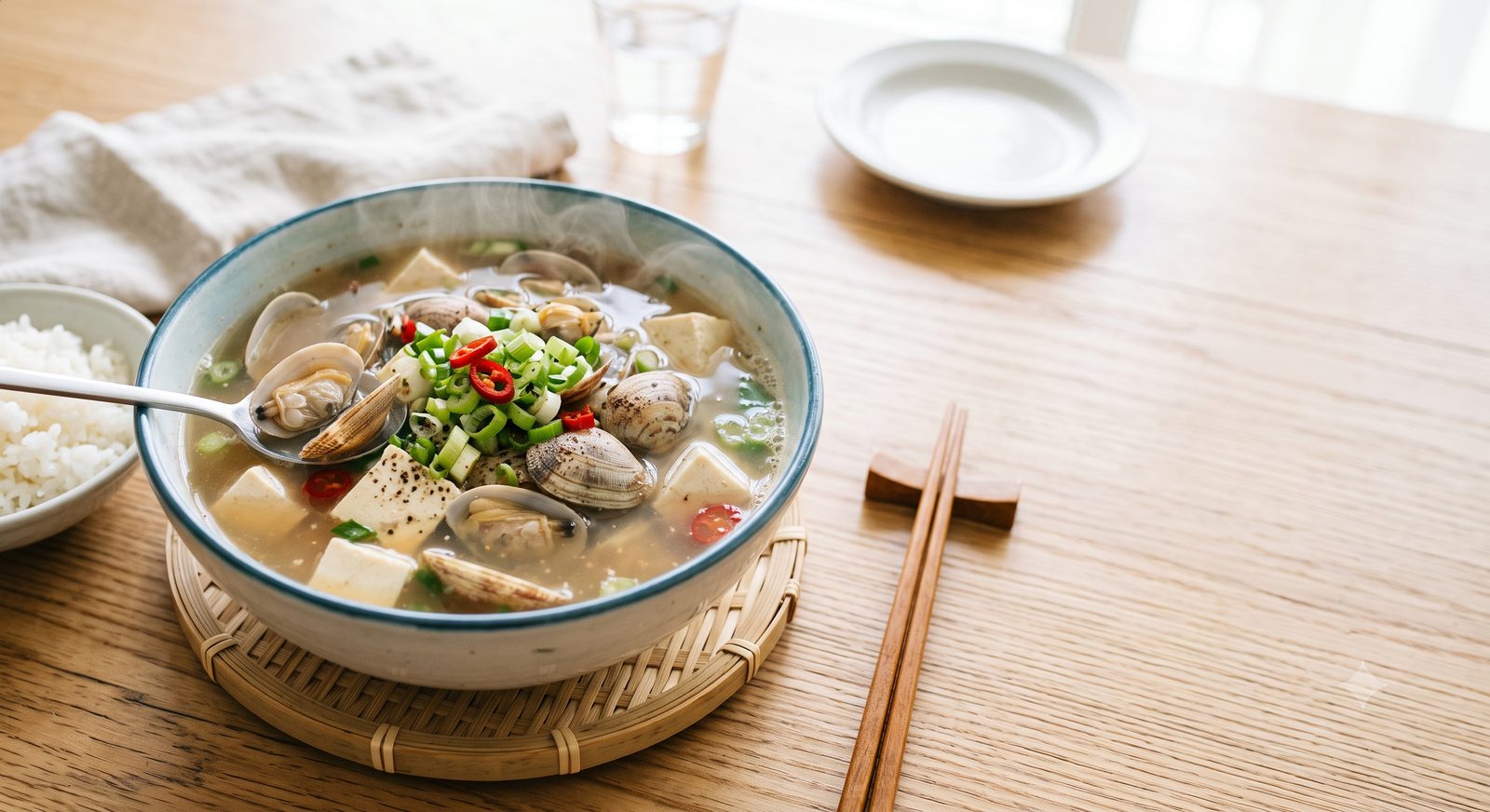 Clam soup made with GLOBAL CLAM freeze-dried clam